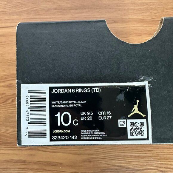 ⭐Rare Nike Jordan 6 Rings TD TODDLER Sz 10C Shoes Sneakers White Blue 323420-142 - Picture 6 of 8